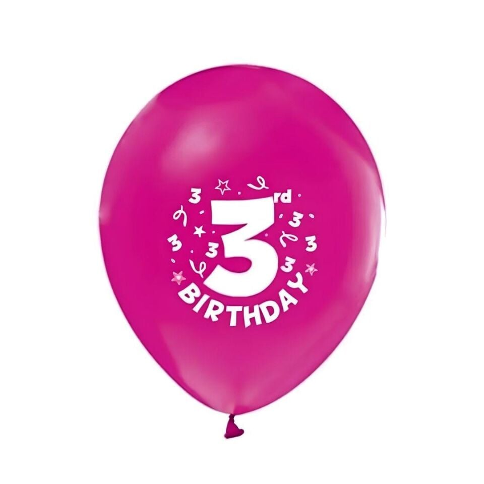 BALON BASKILI 3 YAŞ PEMBE 100'LÜ