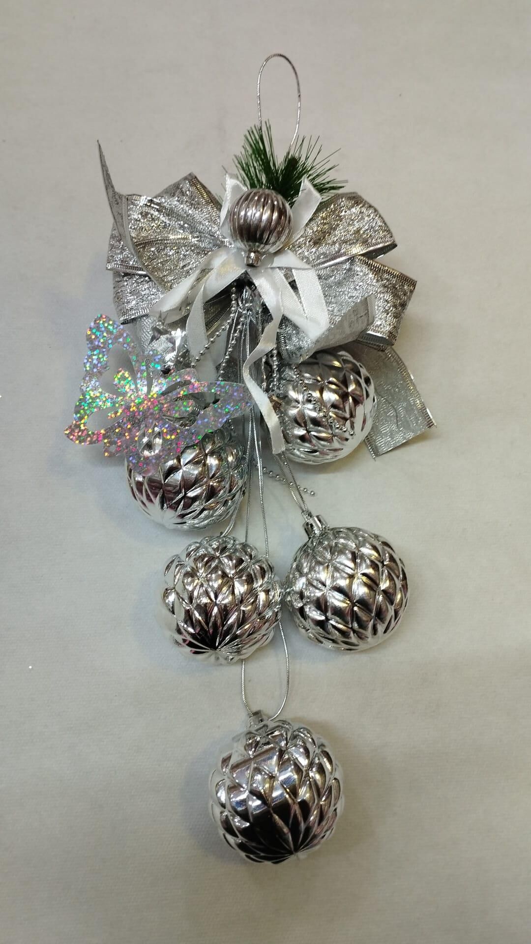 NOEL KAPI SÜSÜ TOPLU-FYONKLU ÇAN DEKORLU GÜMÜŞ