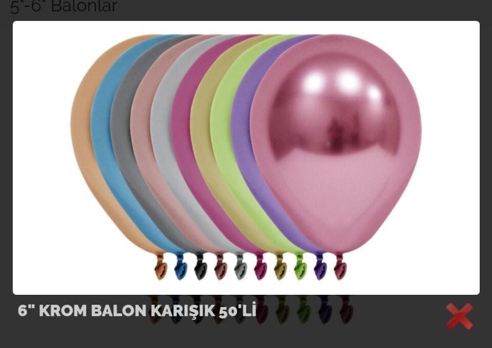 BALON KROM 6'' KARIŞIK 50 Lİ