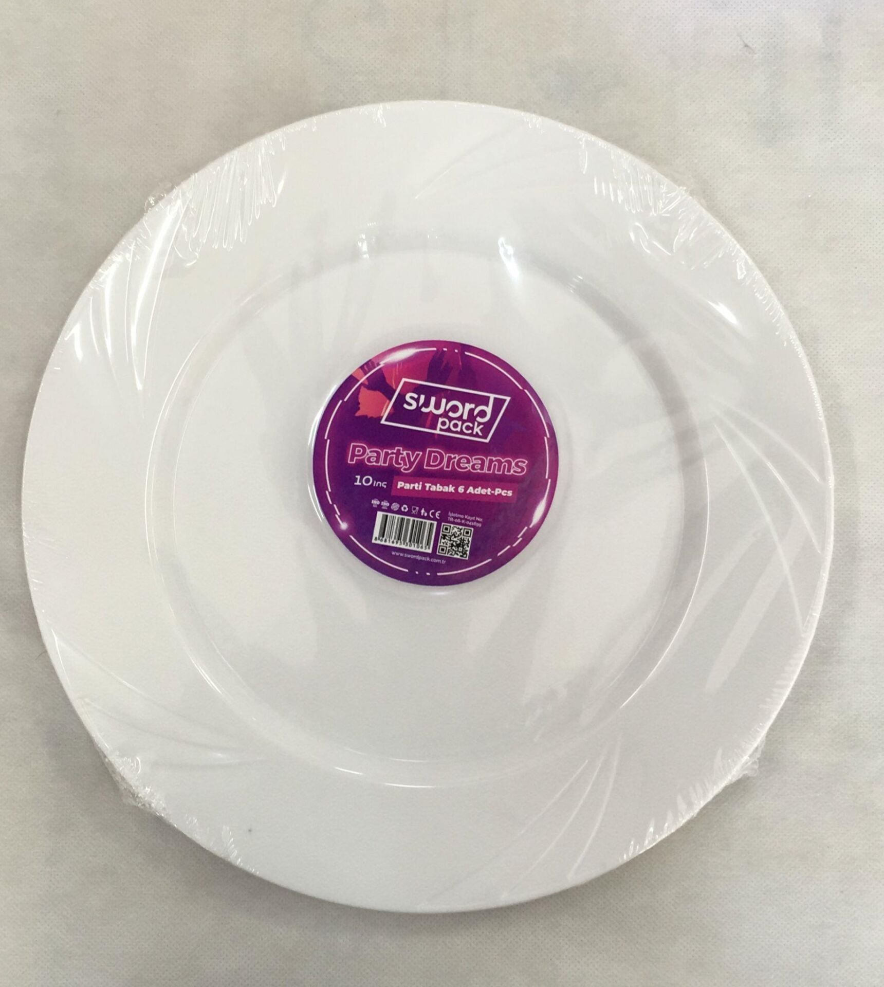 TABAK PLASTİK KRİSTAL BEYAZ 6 LI