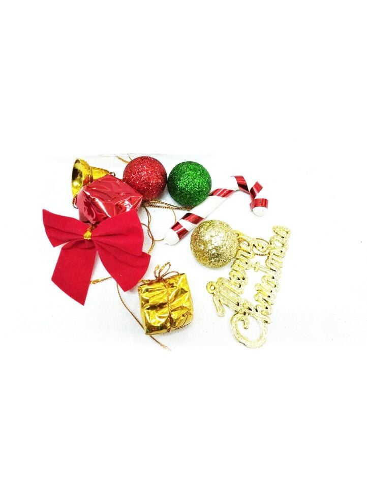 AĞAÇ SÜSÜ M.XMAS YAZILI FYONKLU TOPLU 9 LU