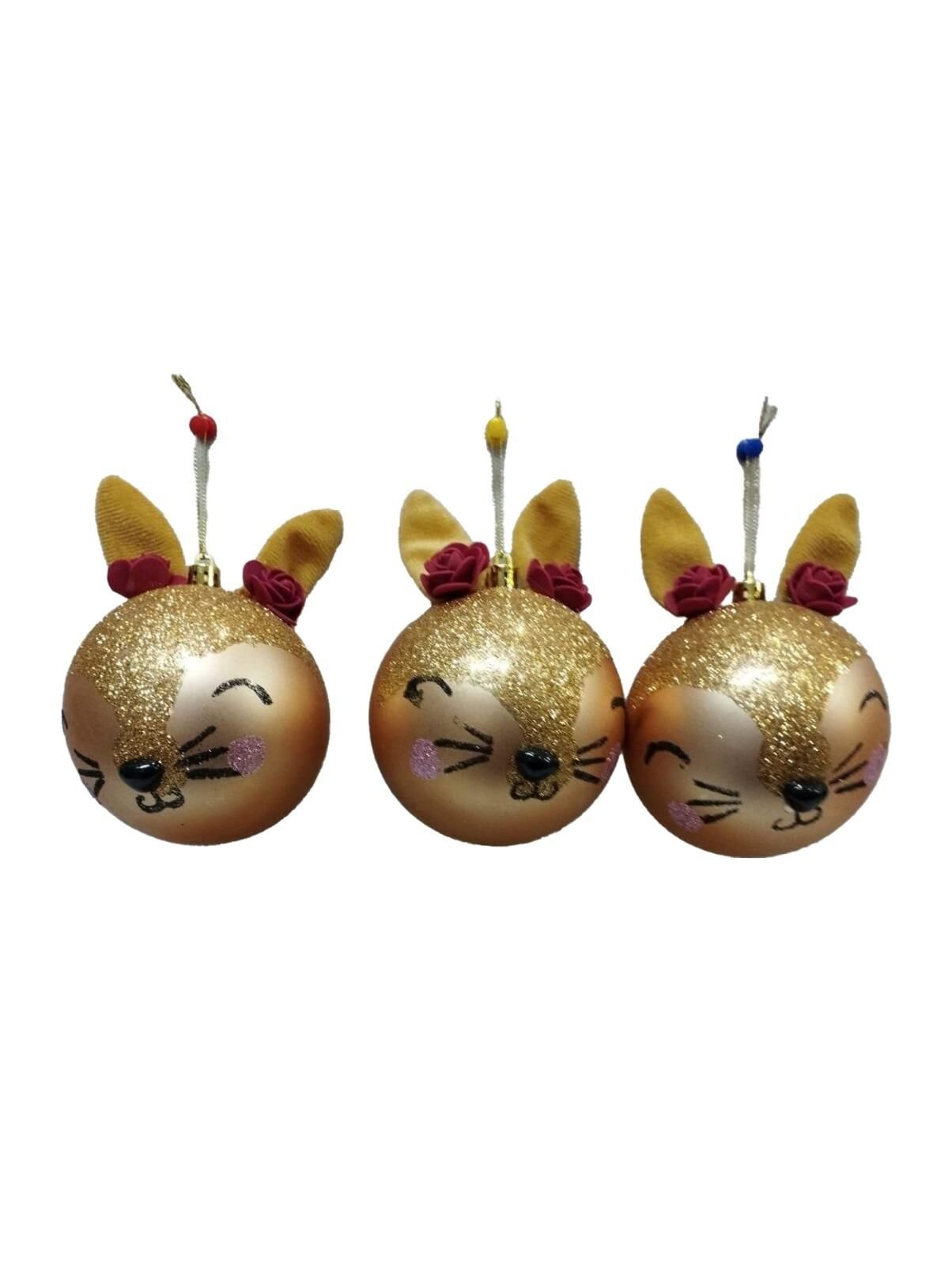 TOP SÜS 10 CM LÜX TİLKİ  FİGÜRLÜ 3 LÜ BAKIR