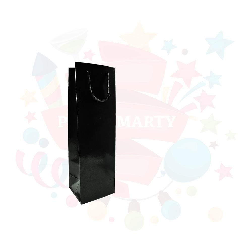 ÇANTA KARTON SELOFANLI ŞİŞELİK 12*38cm SİYAH 10'LU
