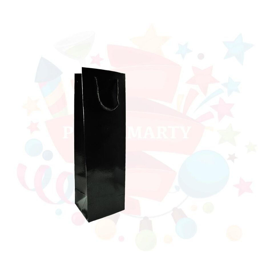 ÇANTA KARTON SELOFANLI ŞİŞELİK 12*38cm SİYAH 10'LU