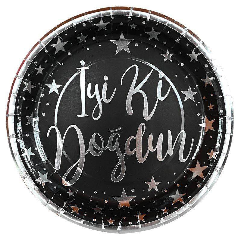 TABAK KARTON VARAK BASKILI İYİKİ SLVR-SİYAH 6 LI