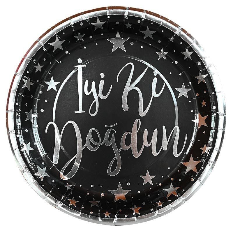 TABAK KARTON VARAK BASKILI İYİKİ SLVR-SİYAH 6 LI