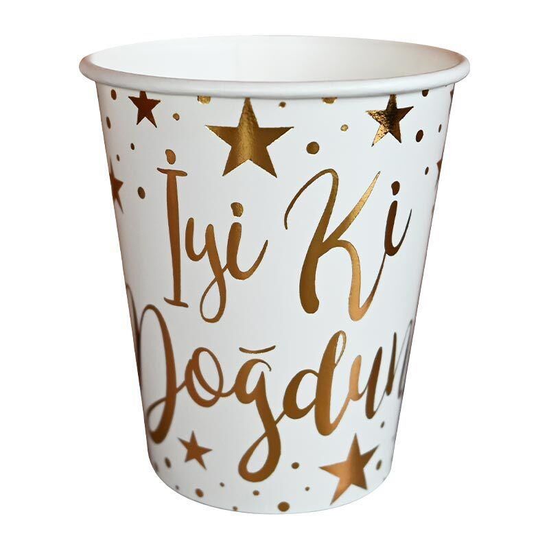 BARDAK KARTON VARAK BASK.İ.DOĞDUN GOLD-BEYAZ 6LI