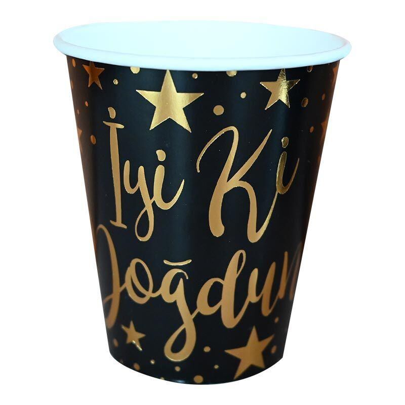 BARDAK KARTON VARAK B.İYİKİ DOĞDUN GOLD-SİYAH 6LI