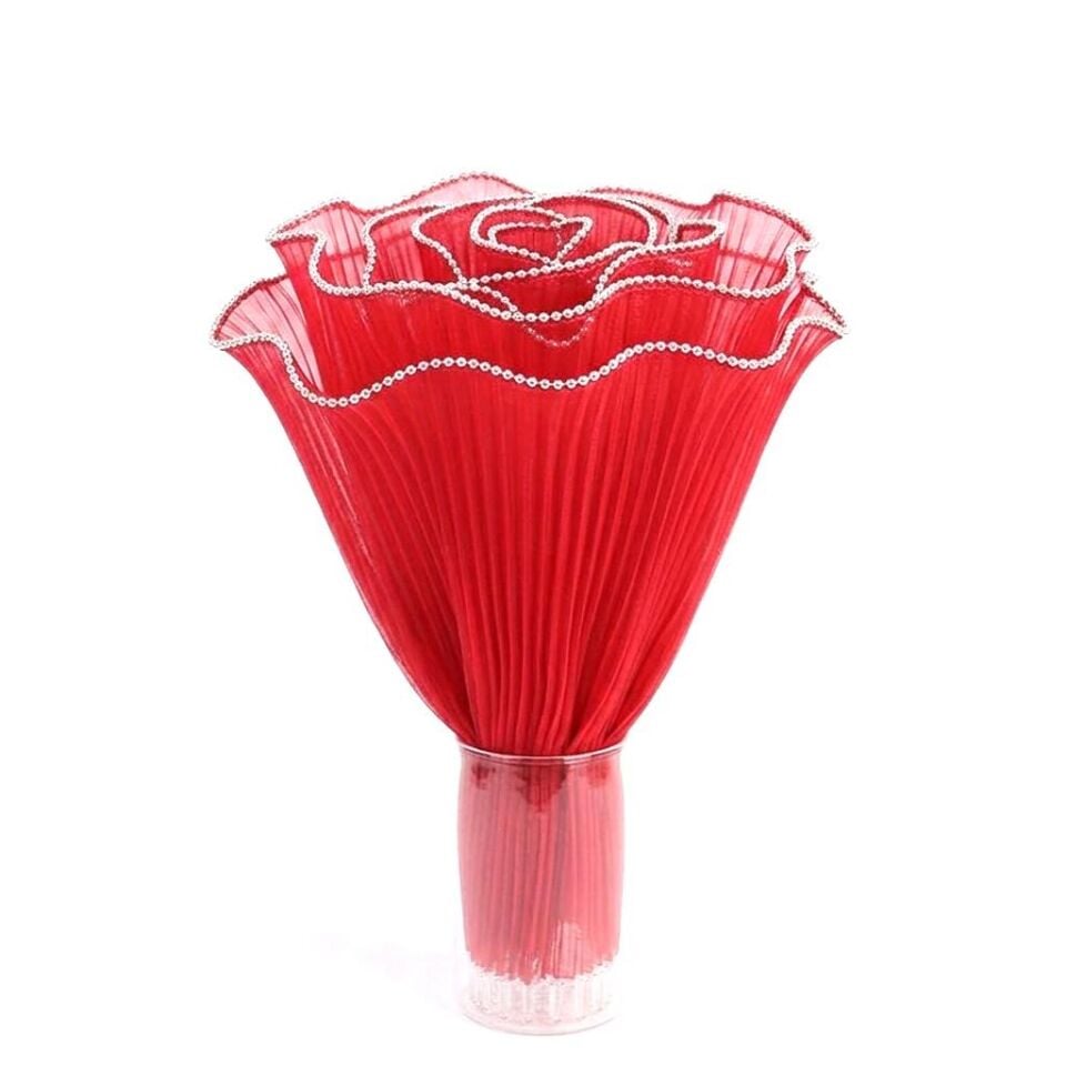 TÜL BUKETLİK KREPELİ  28 CM *4.5 Y KIRMIZI