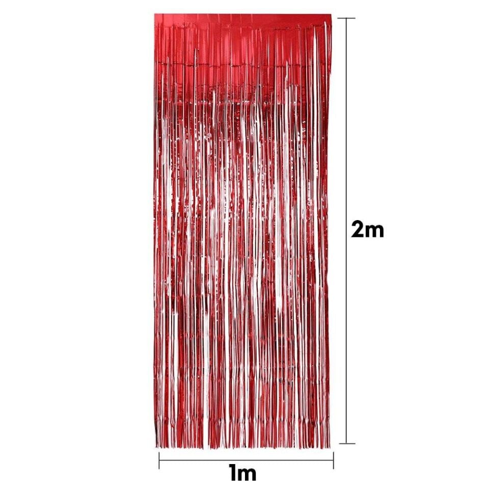 FUNKO SAÇAK KAPI SÜSÜ 1 MT*2 MT KIRMIZI
