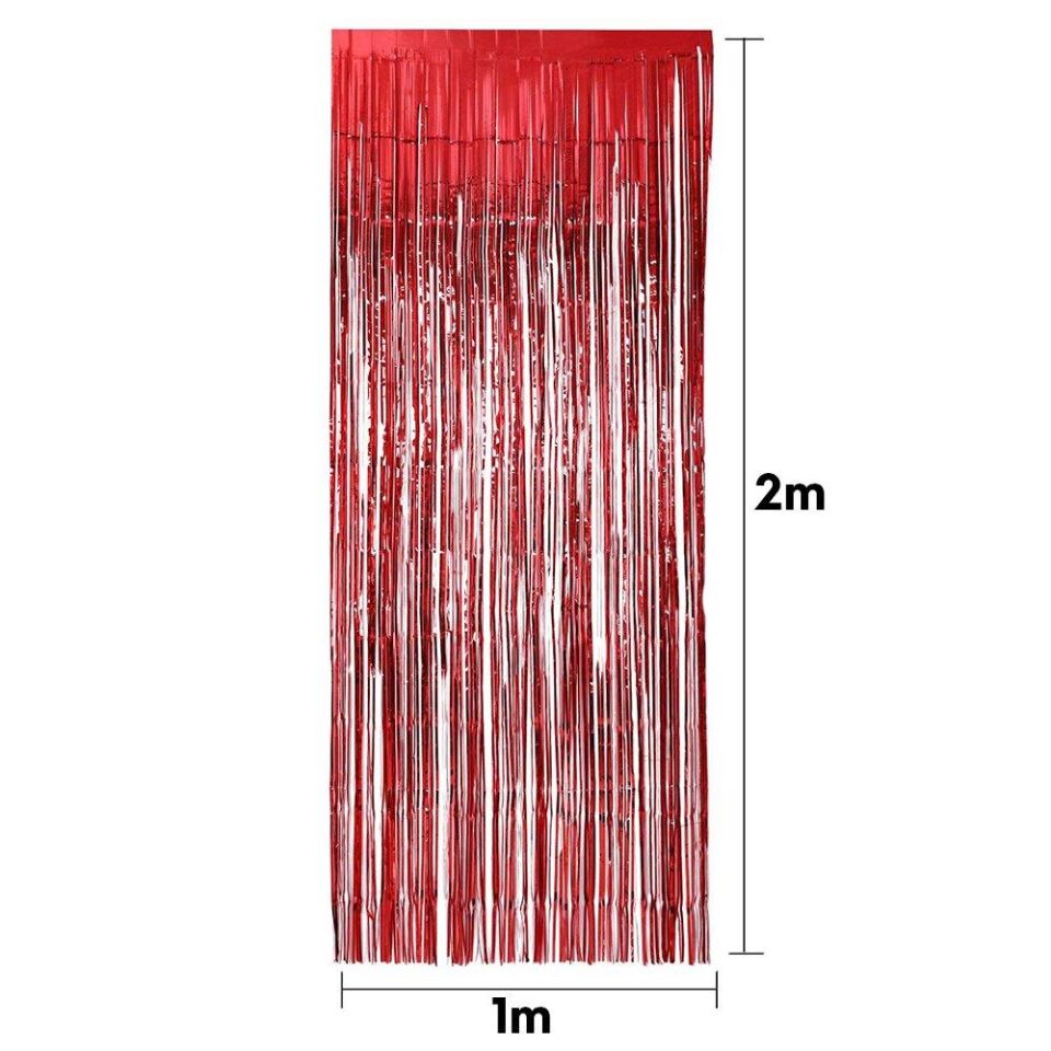 FUNKO SAÇAK KAPI SÜSÜ 1 MT*2 MT KIRMIZI