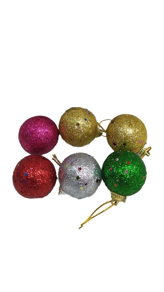 AĞAÇ SÜSÜ SİMLİ TOP  6 LI 4 CM