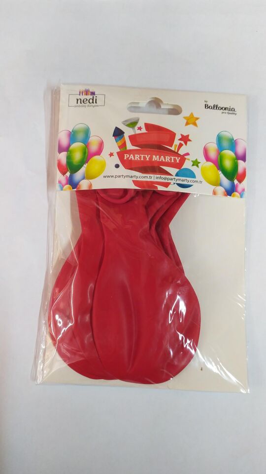 BALON MARKET DÜZ RENK KIRMIZI 10 LU