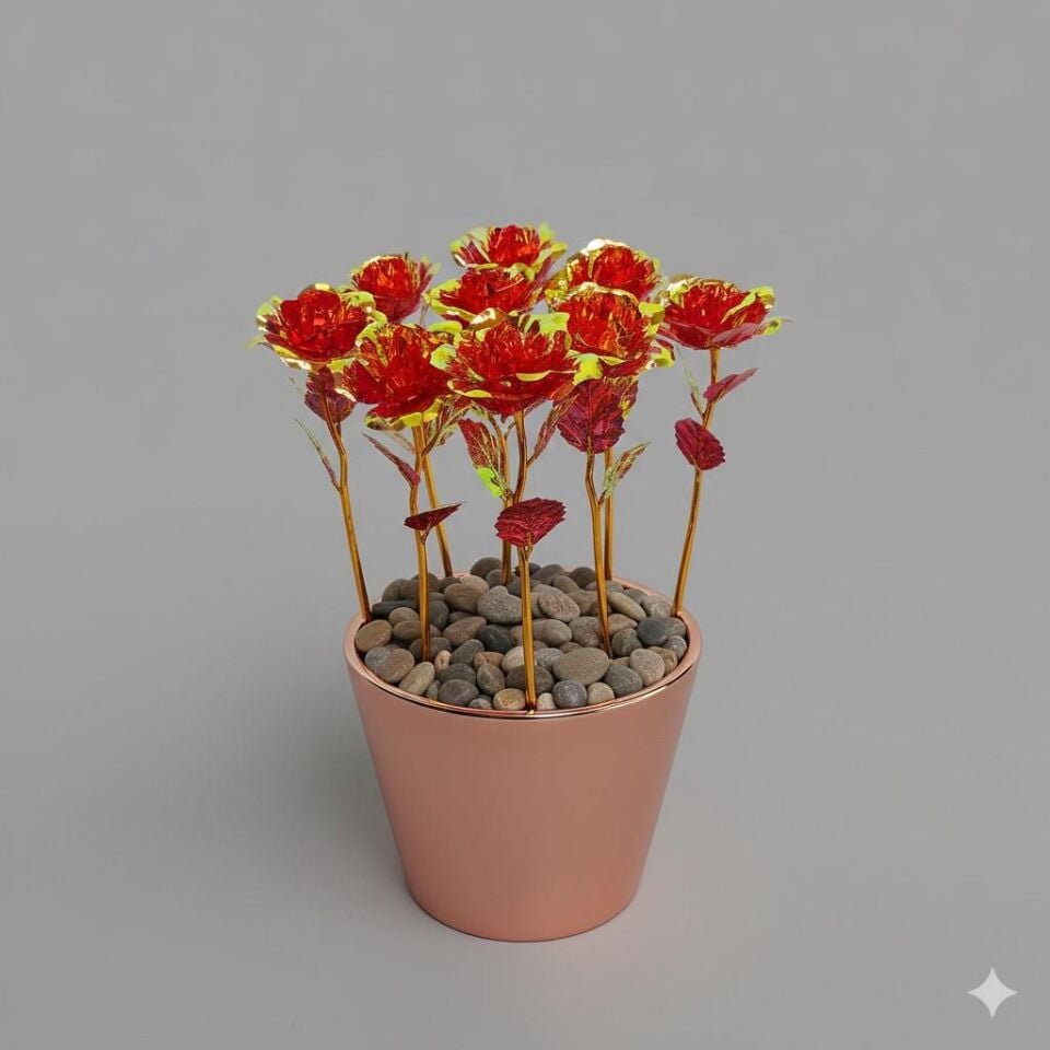 PLASTİK SONSUZLUK GÜLÜ KIRMIZI 24 CM