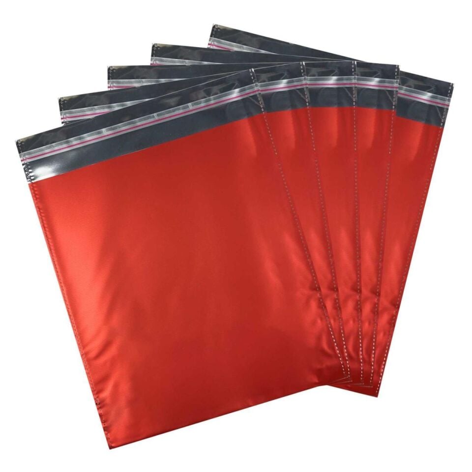 METALİZE POŞET BANTLI LÜX 30*35 50'Lİ KIRMIZI