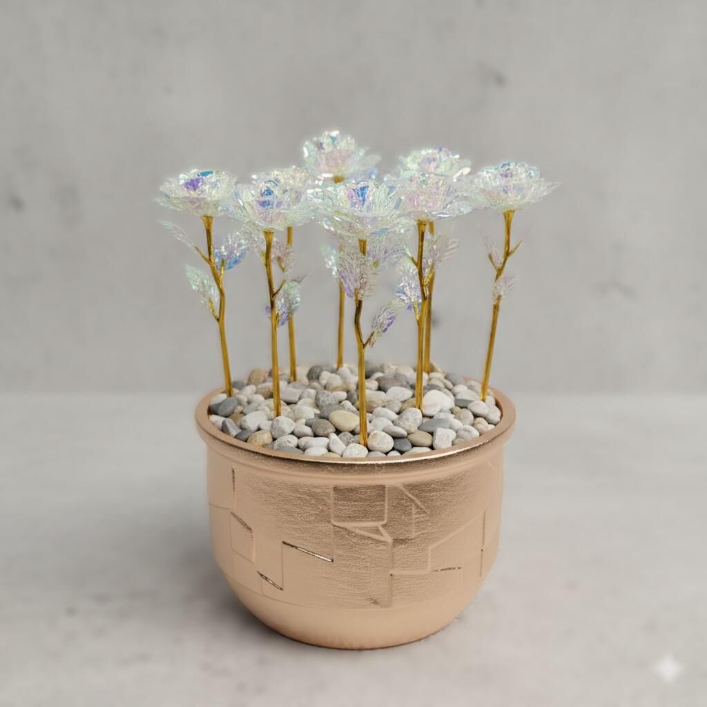 PLASTİK SONSUZLUK GÜLÜ BEYAZ 24 CM