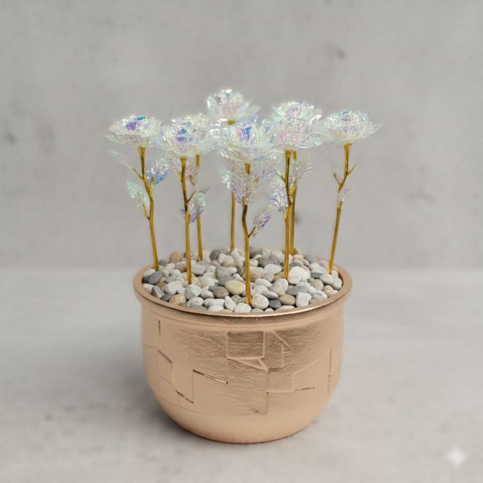 PLASTİK SONSUZLUK GÜLÜ BEYAZ 24 CM