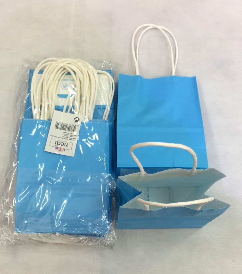 ÇANTA B.KRAFT BÜKÜM SAPLI MAVİ 12*15 CM 25 Lİ