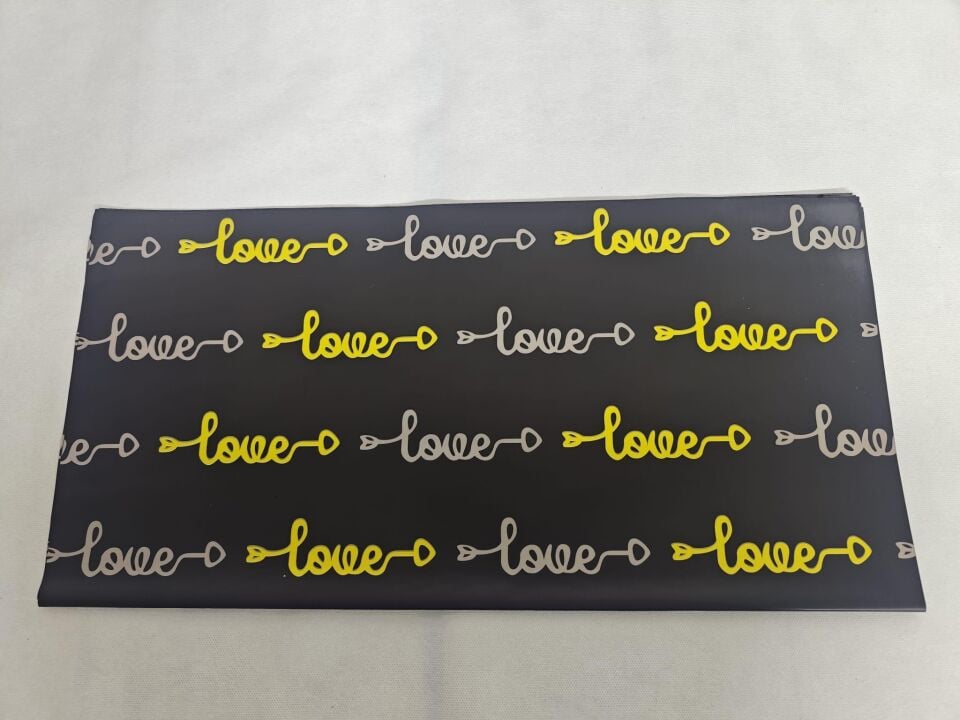 BUKETLİK OPP LOVE BASKILI SİYAH 20Lİ