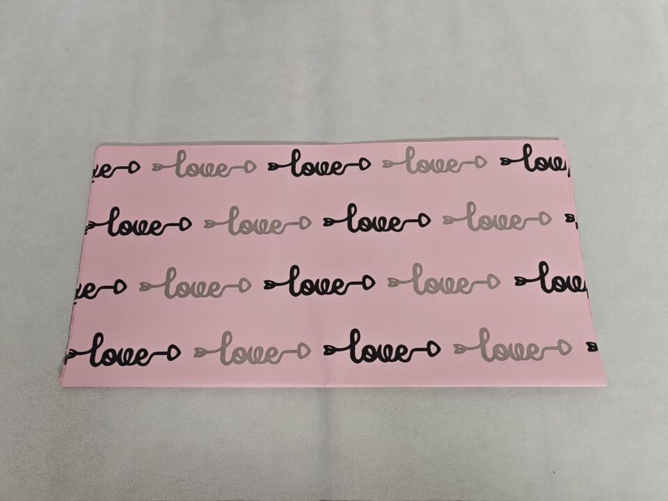 BUKETLİK OPP LOVE BASKILI PEMBE 20Lİ