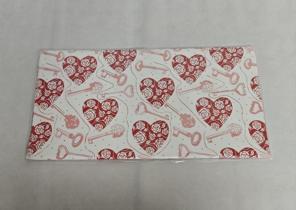 BUKETLİK OPP ANAHTAR KALP BASKILI KIRMIZI 20Lİ