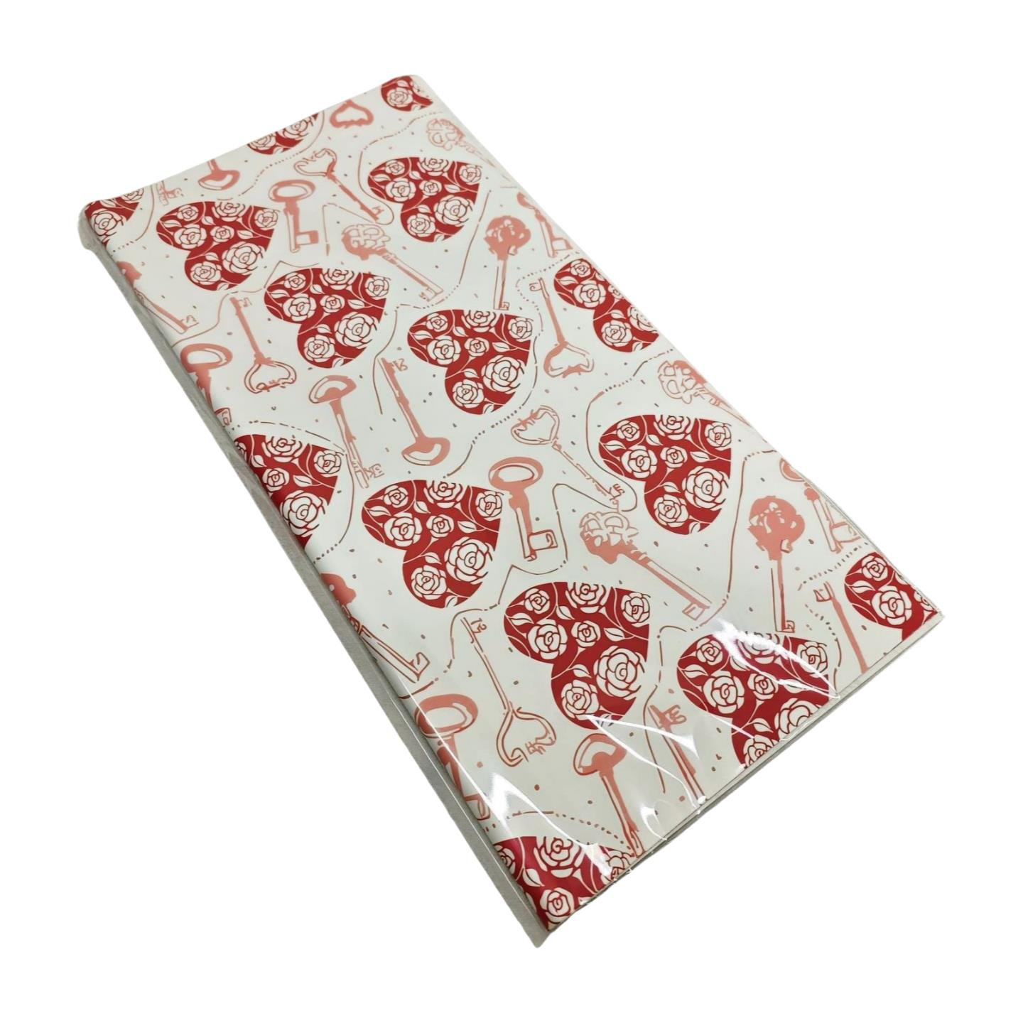 BUKETLİK OPP ANAHTAR KALP BASKILI KIRMIZI 20Lİ