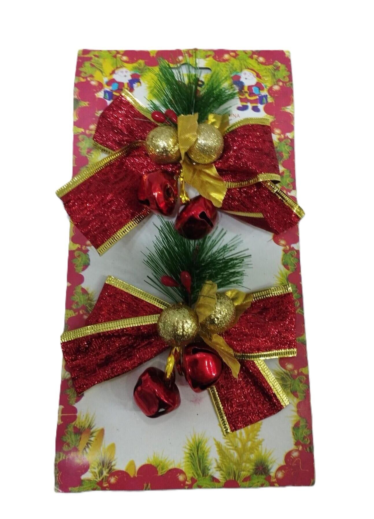 NOEL DEKORASYON FYONKLU ZİLLİ ÇAN SÜSLÜ 2 Lİ