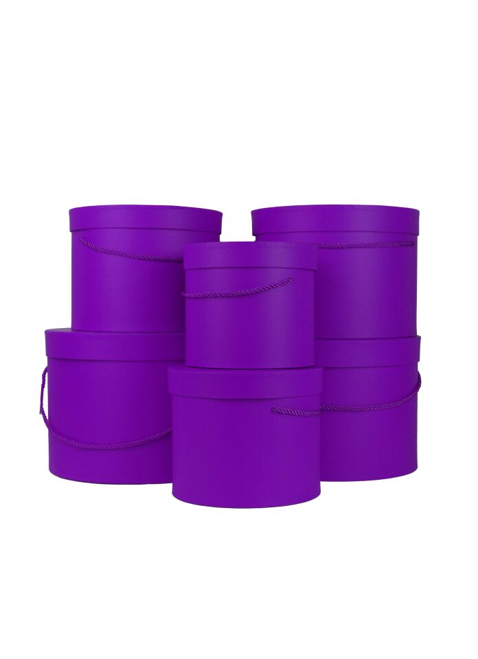 KUTU SİLİNDİR İPLİ 6 LI SET  MOR