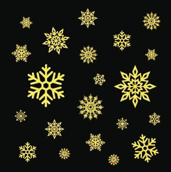 NOEL CAM DEKORASYONU STICKER KAR TANELİ ALTIN