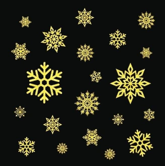 NOEL CAM DEKORASYONU STICKER KAR TANELİ ALTIN