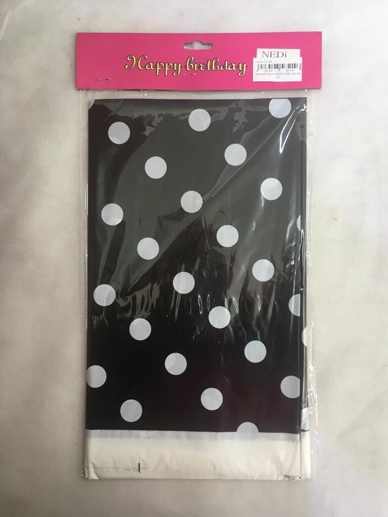 MASA ÖRTÜSÜ PUANTİYELİ SİYAH  108-180 CM