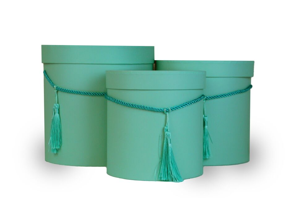 KUTU SİLİNDİR İPLİ PÜSKÜLLÜ 3 LÜ MAVİ