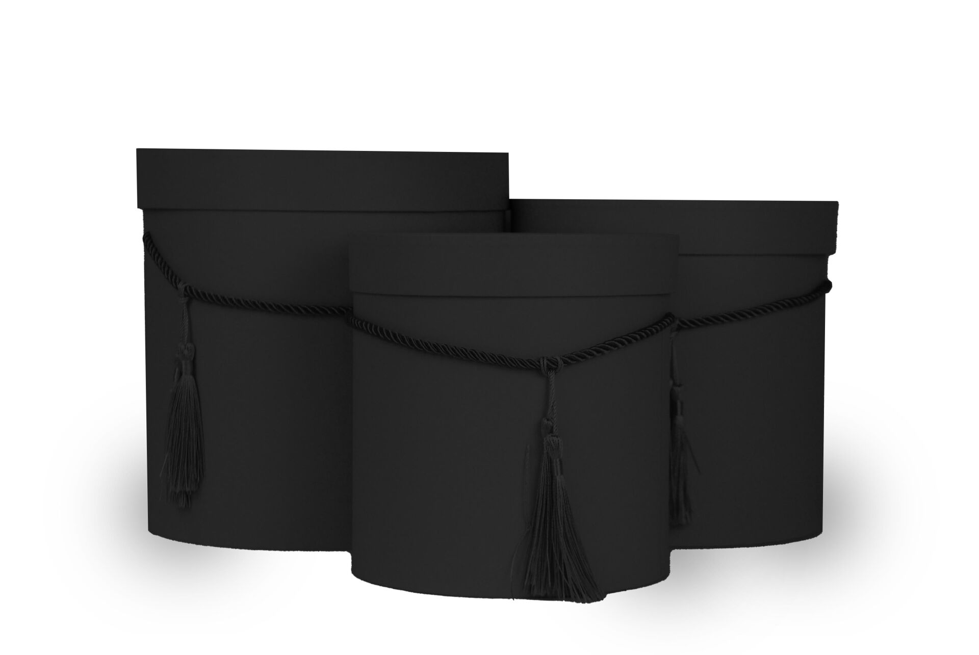 KUTU SİLİNDİR İPLİ PÜSKÜLLÜ 3 LÜ SİYAH