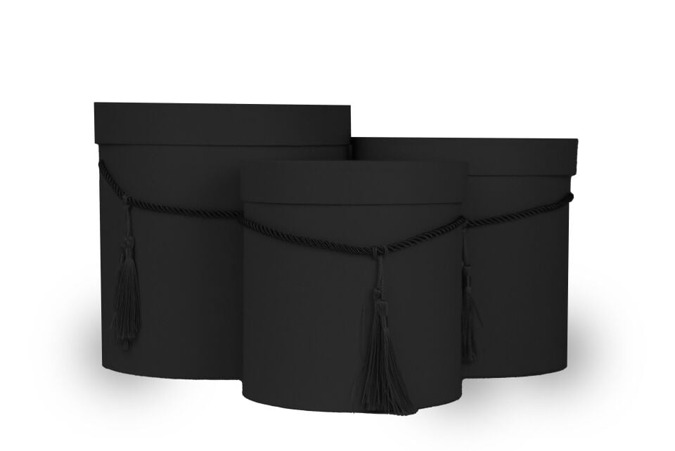 KUTU SİLİNDİR İPLİ PÜSKÜLLÜ 3 LÜ SİYAH