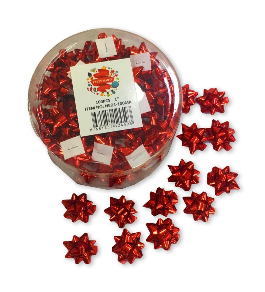 AMBALAJ PAKET SÜSÜ MİNİ YILDIZ KIRMIZI 100AD/PK