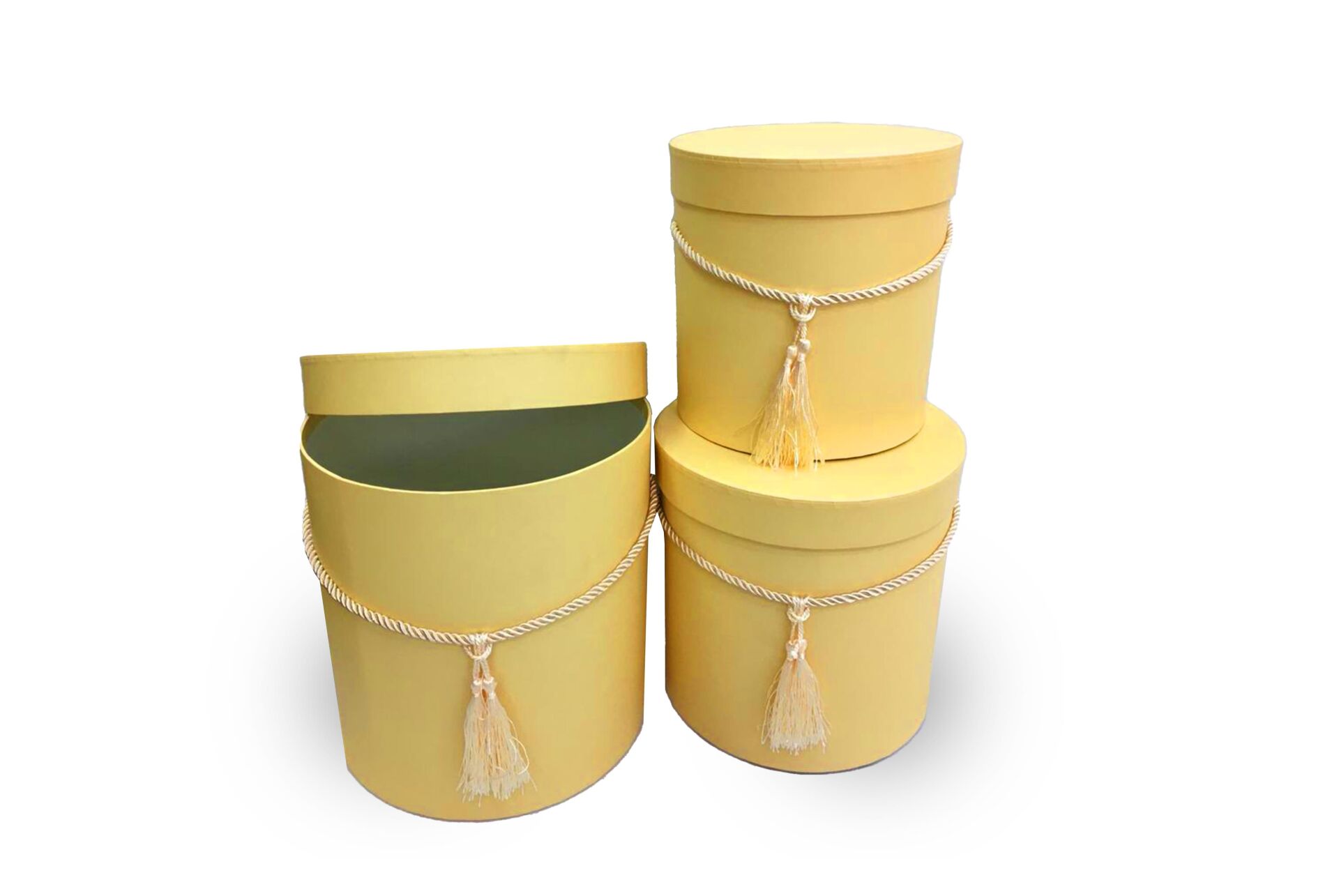 KUTU SİLİNDİR İPLİ PÜSKÜLLÜ 3 LÜ KREM