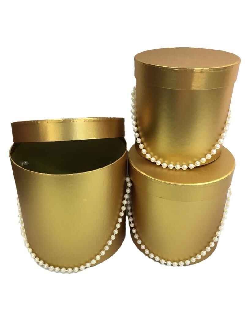 KUTU SİLİNDİR BONCUKLU 3 LÜ SET ALTIN