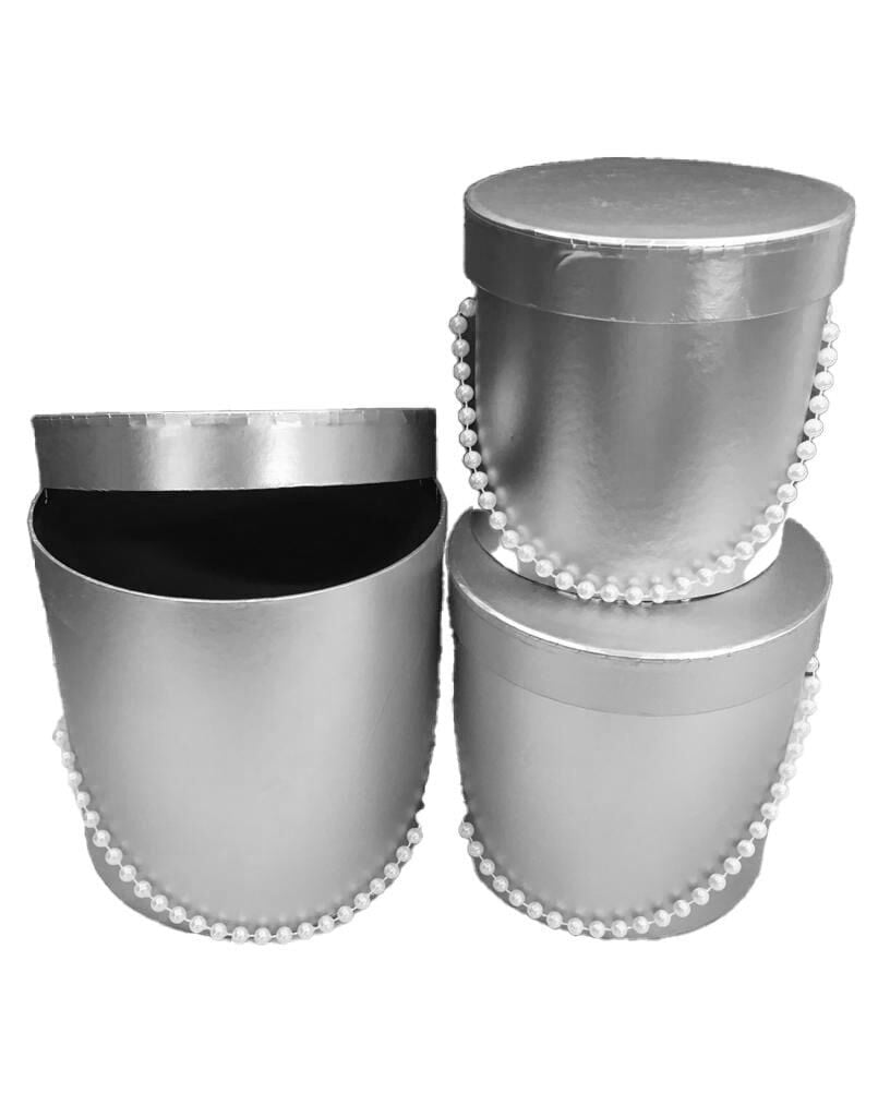 KUTU SİLİNDİR BONCUKLU 3 LÜ SET GÜMÜŞ