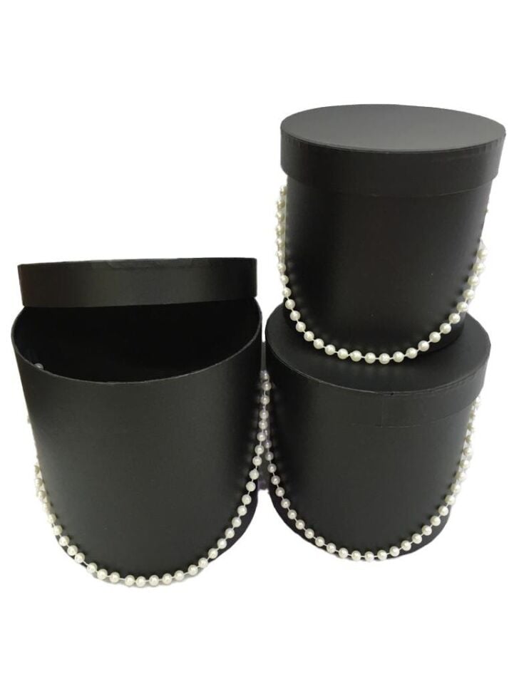 KUTU SİLİNDİR BONCUKLU 3 LÜ SET SİYAH