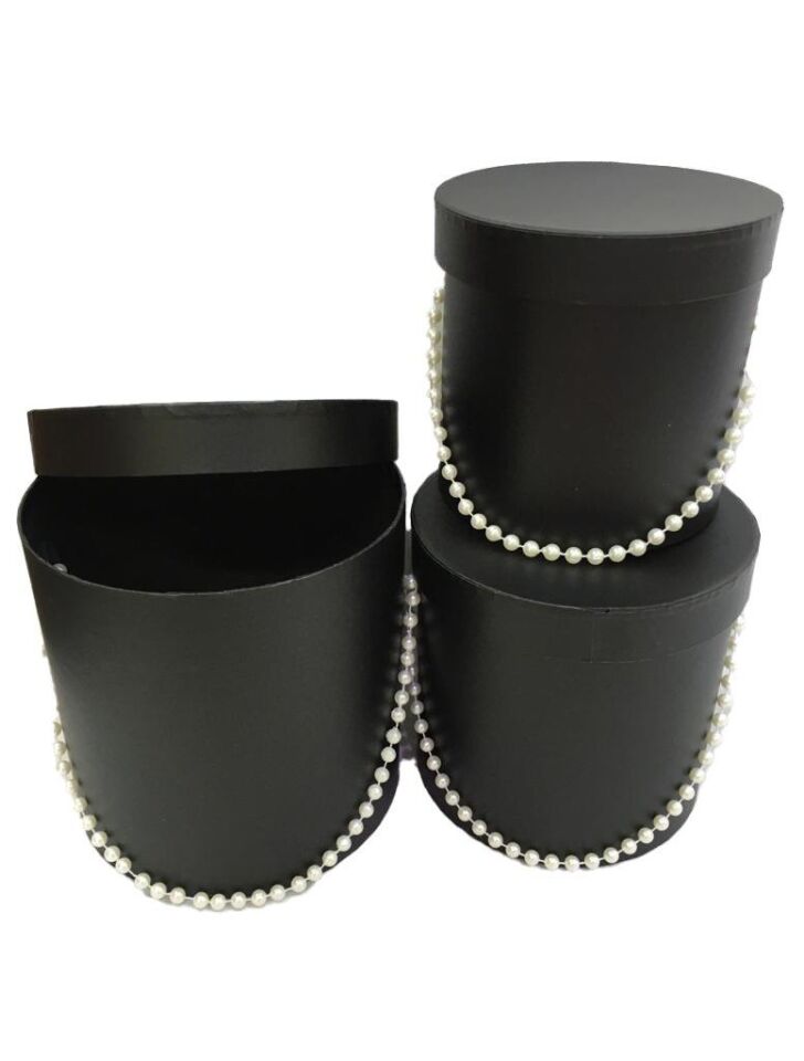 KUTU SİLİNDİR BONCUKLU 3 LÜ SET SİYAH