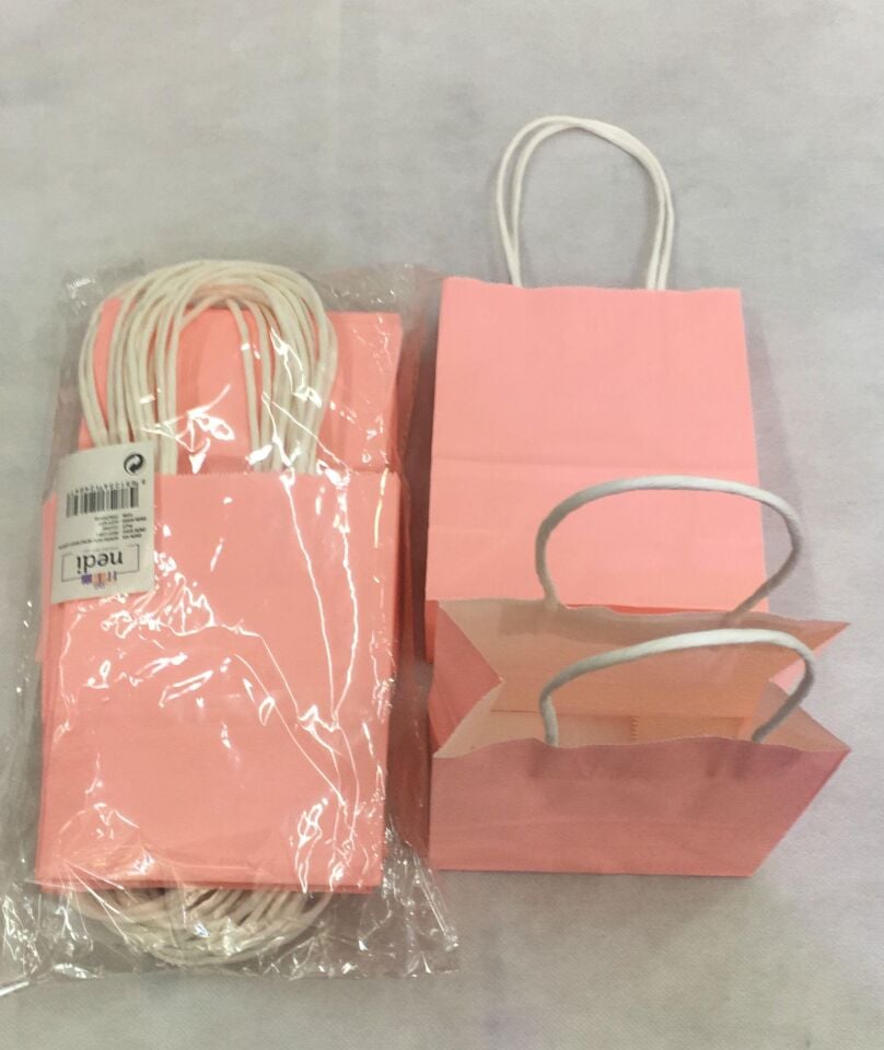 ÇANTA B.KRAFT BÜKÜM SAPLI PEMBE 12*15 CM 25 Lİ
