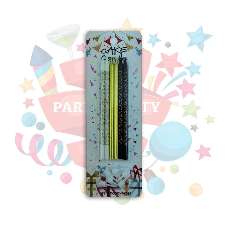 MUM İNCE UZUN 13 CM 6 LI YILDIZLI