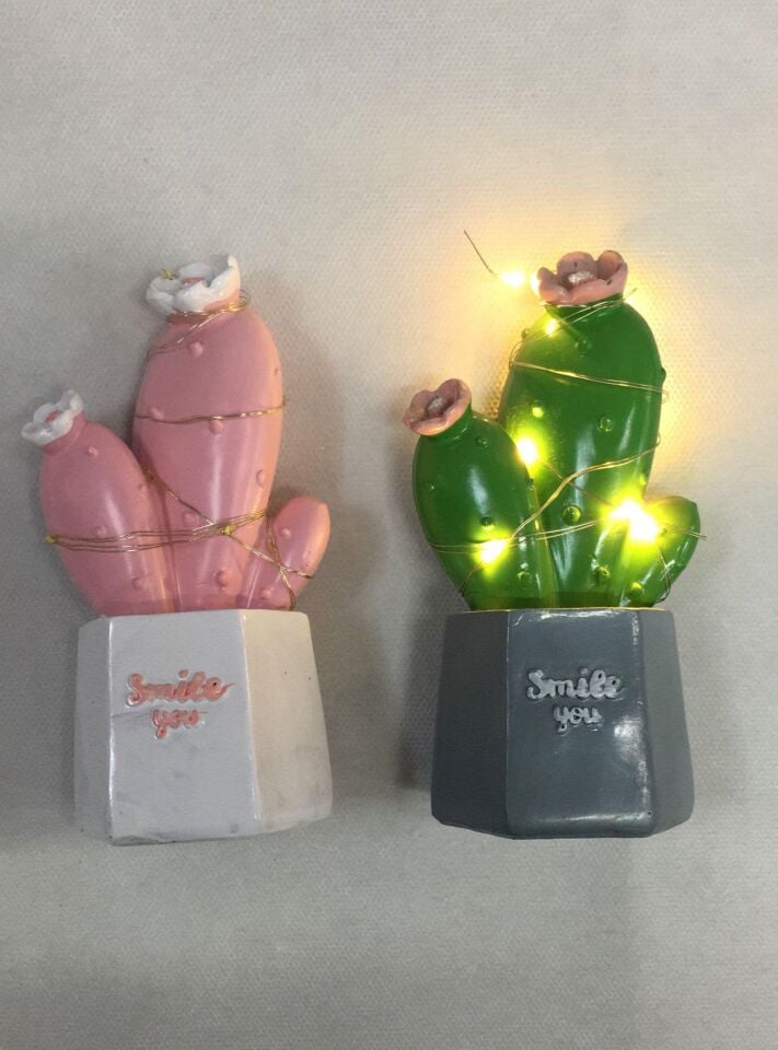 HEDİYELİK SÜS KAKTÜS IŞIKLI PEMBE-YEŞİL