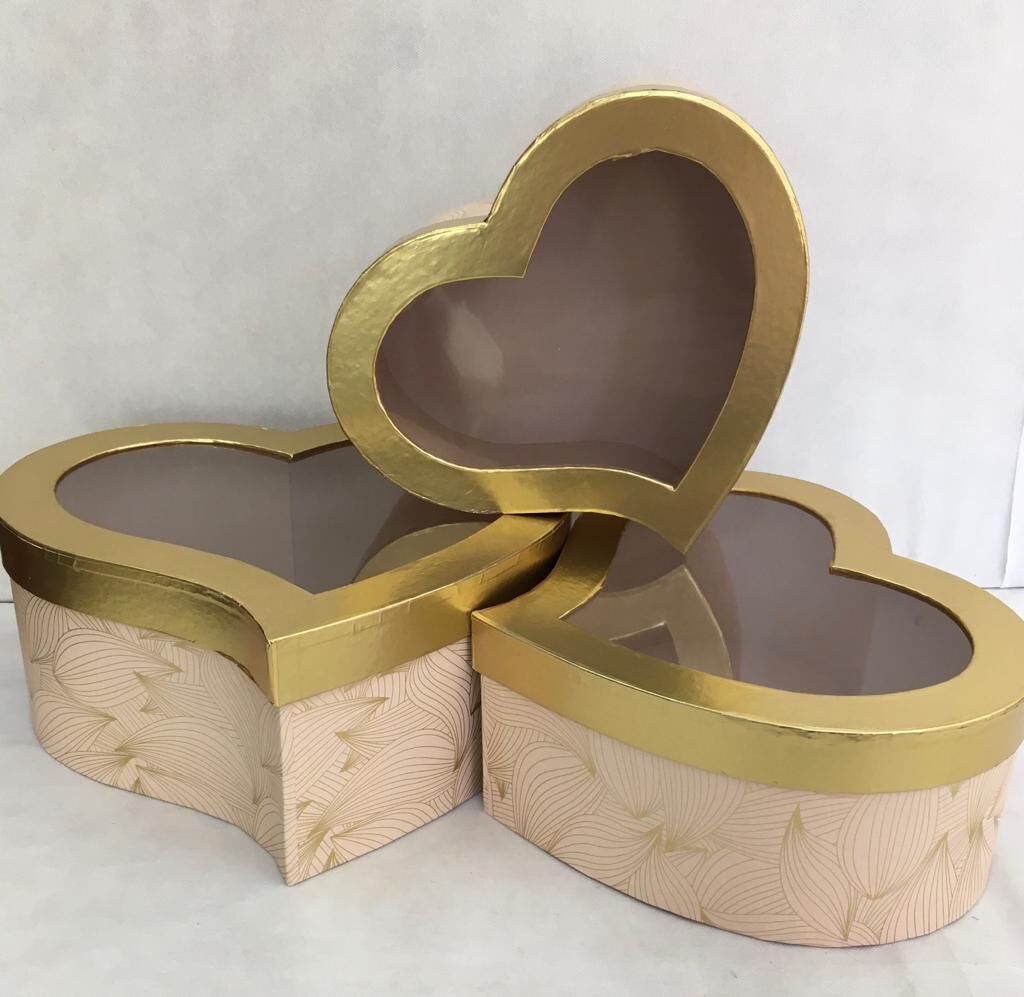 KUTU KALP ŞEFFAF KAPAKLI 3 LÜ YALDIZLI PEMBE