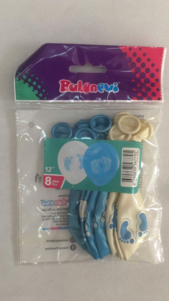 BALON BASKILI MİNİK AYAKLAR METALİK A.MAVİ 8 Lİ