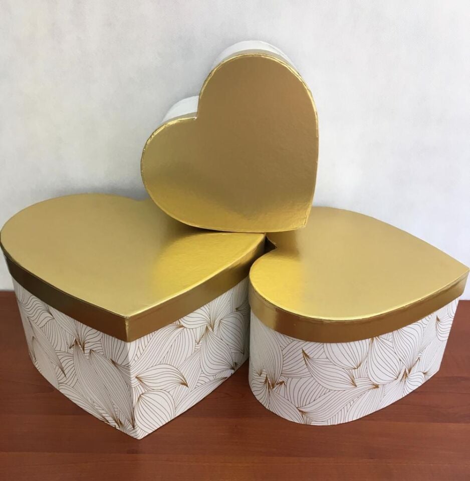 KUTU KALP ALTIN KAPAKLI 3 LÜ FIRÇA DESEN BEYAZ