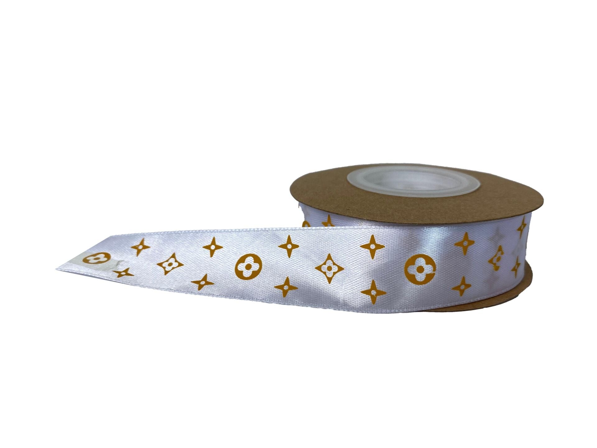 KURDELE SATEN BEYAZ YILDIZLI 2,5 CM 22 MT.