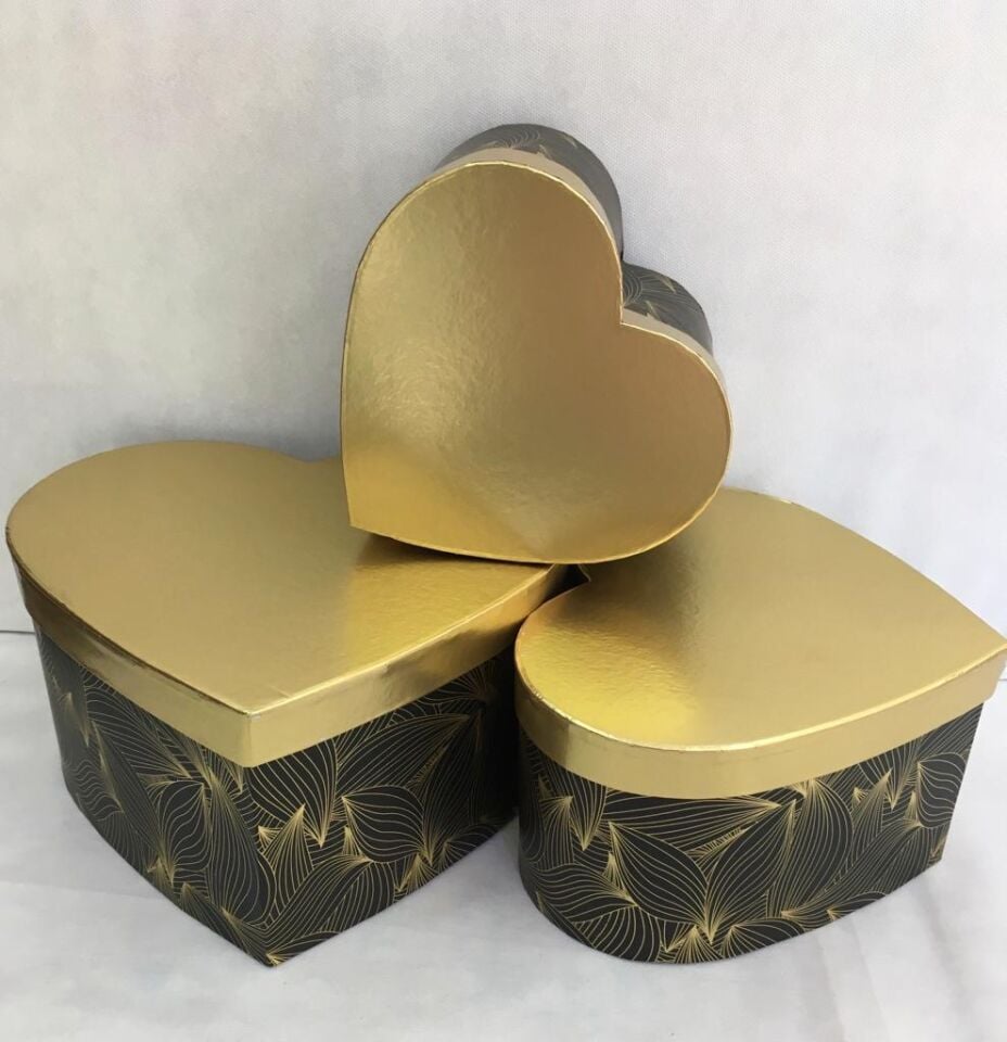 KUTU KALP ALTIN KAPAKLI 3 LÜ FIRÇA DESEN SİYAH