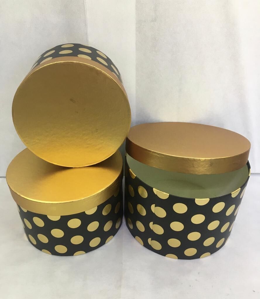 KUTU SİLİNDİR 3 LÜ ALTIN KAPAKLI PUANLI SİYAH