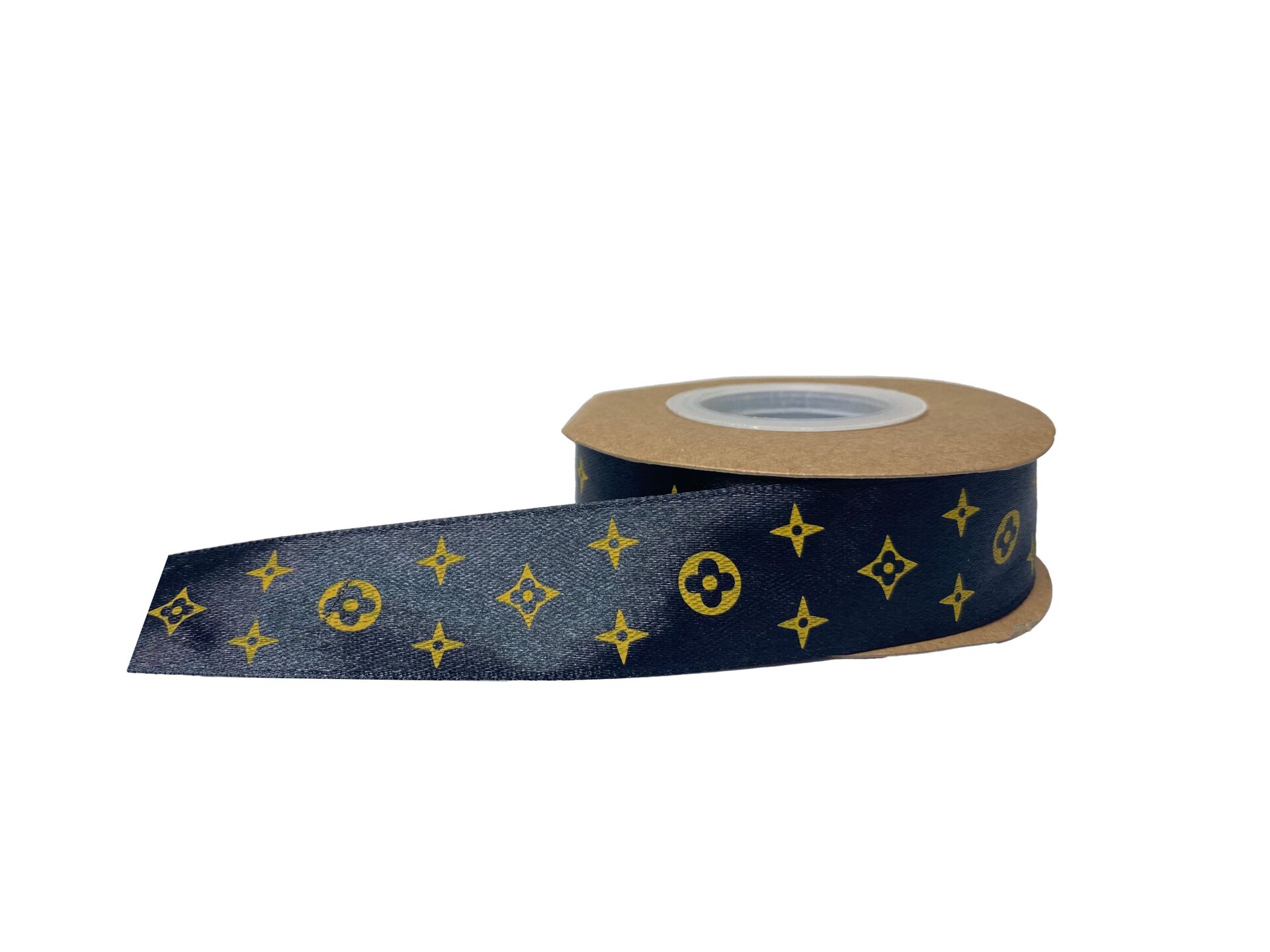 KURDELE SATEN SİYAH YILDIZLI 2,5 CM 22 MT.